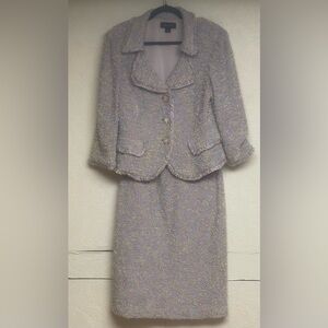 St. John Pastel Lavender Tweed Jacket with Metallic Thread